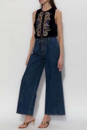 Etro Wide-leg Jeans, Womens, Navy Blue