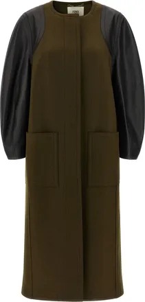 Fendi Womens Bicolor Viscose Coat Clothing