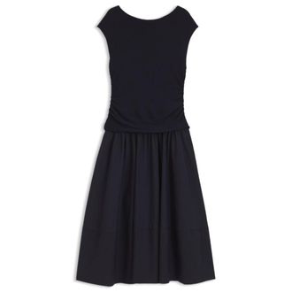 BOSS Structured-jersey dress with poplin skirt