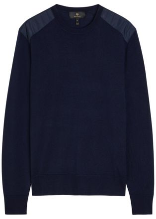 Belstaff Kerrigan Panelled Shoulders Wool-blend Jumper - Navy - Xxl