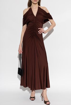 Self Portrait Dress With Decorative Draping, Womens, Brown
