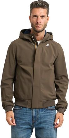 K-Way Bruine Waterdichte Winddichte Korte Jas - Heren - Zomerjassen - Bruin - 2XL - Nylon - Jassen