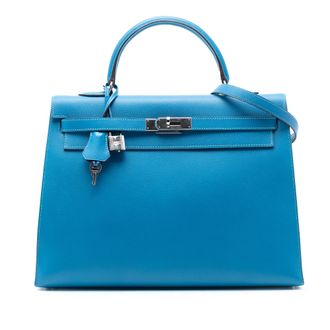 Herm&egrave;s Blue Frida Epsom Kelly II Retourne 35