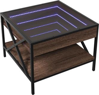 vidaXL Coffee Table with Infinity led Brown Oak 50x50x38 cm Vidaxl