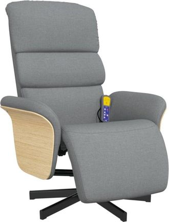 vidaXL Vidaxl - Sillón reclinable de masaje con reposapiés tela gris claro