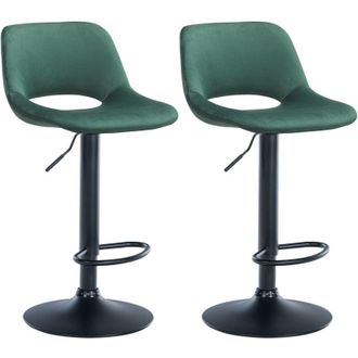 Clp Clp - Set De 2 Taburetes De Bar Camden En Terciopelo Verde Metal Negro Mate