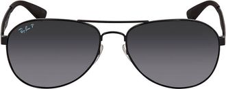 Ray-Ban Polarized Dark Grey Gradient Aviator Sunglasses RB3549 002/T3 61