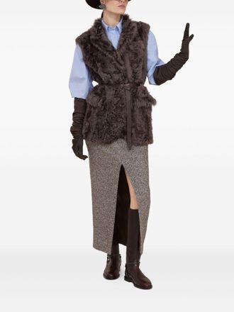 Brunello Cucinelli Brunello Cucinelli Womens Sartorial Pencil Skirt In Diagonal Melange Of Virgin Wool And Silk With Moniline - Grey Cotton - Size EU 44 (Womens)