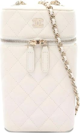 Chanel 2021s Diamond-quilted mini crossbody bag - White