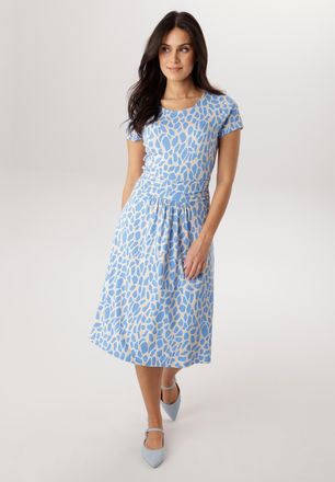 Aniston Jerseykleid ANISTON SELECTED, Damen, Gr. 36, N-Gr, hellblau, sand, wollwei&szlig;, Jersey, Obermaterial: 95% Viskose, 5% Elasthan, bedruckt, gemustert, knie