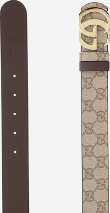 Gucci Mens Belt Gg Marmont Reversible Beige Leather Cotton