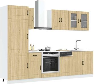 vidaXL Vidaxl - Mueble Cocina Kalmar Roble Sonoma 8 Pzas Madera Contrachapada