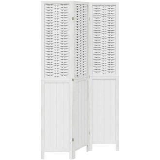 vidaXL Room Divider 3 Panels White Solid Wood Paulownia Vidaxl