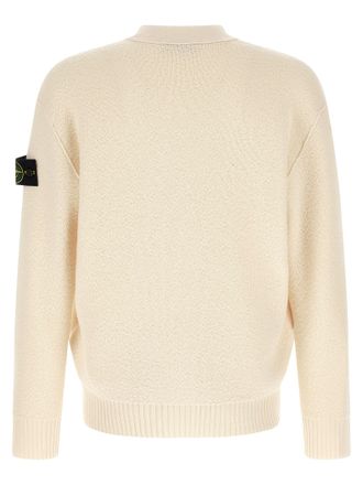 Stone Island Virgin Wool Cardigan - White