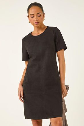 Roman Faux Suede Stretch Shift Dress