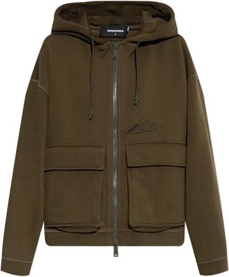 Dsquared2 Hoodie - Dames - Vesten met rits - Groen - 2XS - Katoen - Hoodies & sweatvesten