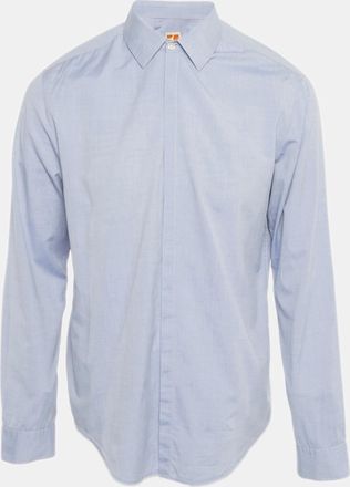 Boss Orange by Hugo Boss Blue Cotton Full Sleeve Shirt
