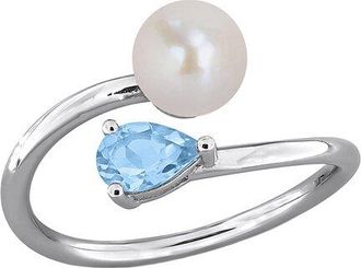 Rina Limor Silver 0.47 Ct. Tw. Gemstone & 6-6.5Mm Pearl Ring