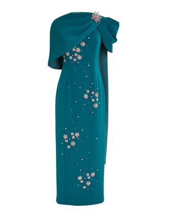 Huishan Zhang Embellished Isolde Fitted Cape Gown Size M