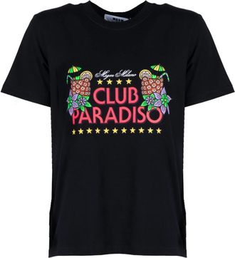 Msgm T-shirt met logo-print - Dames - T-shirts - Zwart - S - Katoen - Tops