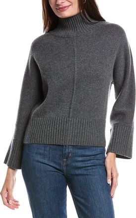 Forté Cashmere Luxe Rib Trim Mock Cashmere Sweater