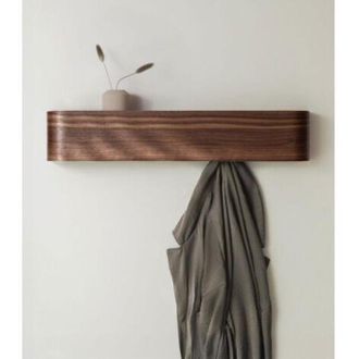 OEM Perchero De Pared De Dise&ntilde;o - Dise&ntilde;o Moderno - Chapa De Nogal Macizo - Ganchos De Pared Ocultos