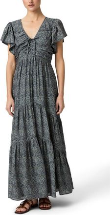 Paige Kinga Fit & Flare Maxi Dress in Navy Multi at Nordstrom, Size 00