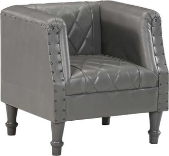 vidaXL Sill&oacute;n De Cuero De Cabra Aut&eacute;ntico Gris Vidaxl
