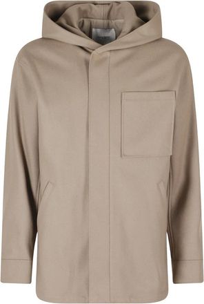 Paolo Pecora Woolen Hoodie - Heren - Zomerjassen - Beige - S - Wol - Jassen