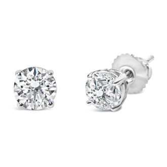 House of Brilliance 14K White Gold 1 1/2 Cttw Lab Grown Diamond Solitaire Stud Earrings with Screwbacks