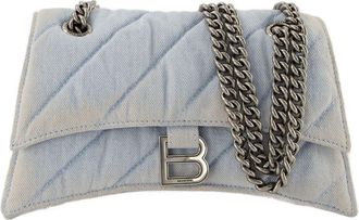 Balenciaga Womens Hobo Crush S Denim Blue Cotton Shoulder-hobo-bags