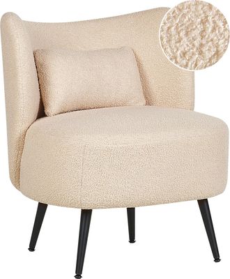 Beliani Beliani - Sill&oacute;n Sala De Estar Asiento Respaldo Curvo Dise&ntilde;o Glamour Boucl&eacute; Tapicer&iacute;a Patas Negras Beige Otsby