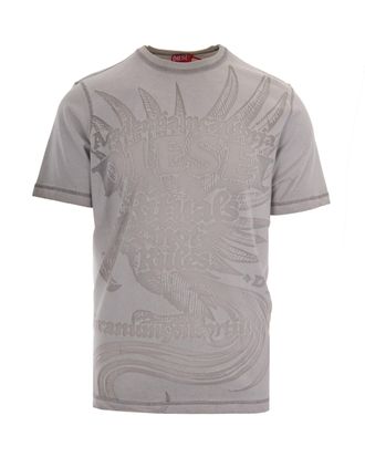 Diesel White Rawjust Embossed Cotton-Blend T-Shirt
