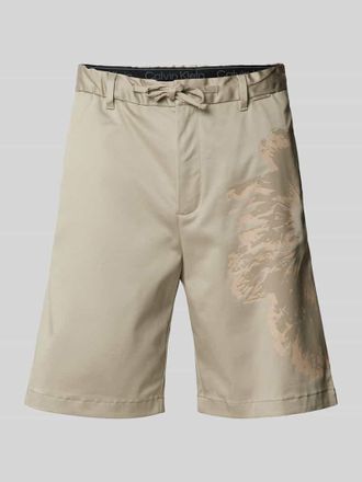 Calvin Klein Straight Leg Shorts mit floralem Print Modell COOLMAX in Beige, Gr&ouml;&szlig;e M