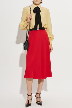 Valentino Garavani Silk Skirt, Womens, Red