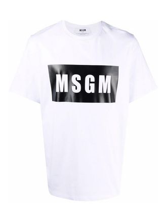 Msgm M. S.G. M. White/black cotton logo-print cotton t-shirt