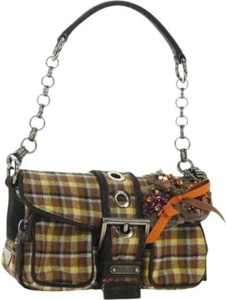 Prada Pre-owned Vintage Canvas Mini Shoulder Bag - Dames - Vintage Mini Tas - Bruin - ONE Size - Vintage