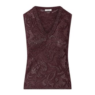 Liu Jo Top in Pizzo con Scollo a V - - Knitwear - Donna - Rosso - S