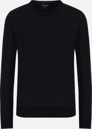 Emporio Armani Mens Crew Neck Wool Black Knitted Jumper - Size: 38