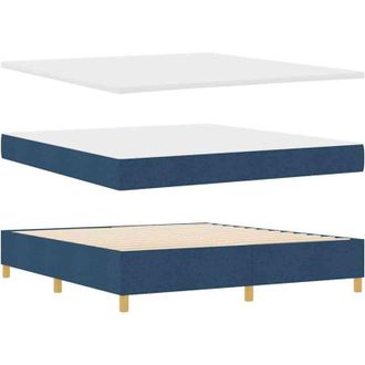 vidaXL Box Spring Bed with Mattress Blue 180 x 200 cm Fabric vidaXL