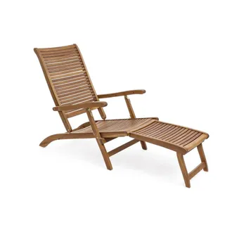 BIZZOTTO Poltrona Steamer Con Poggiapiedi Mod. Noemi In Legno Di Acacia