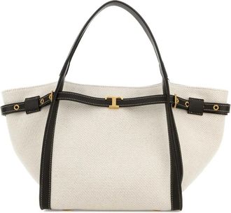 Tod's T Timeless Small Shopping Bag - Dames - Shoppers - Wit - ONE Size - Katoen - Tassen