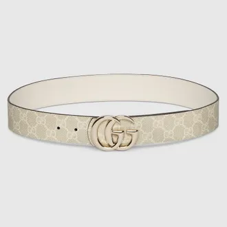 Gucci Reversible GG Marmont Belt, White, GG Canvas