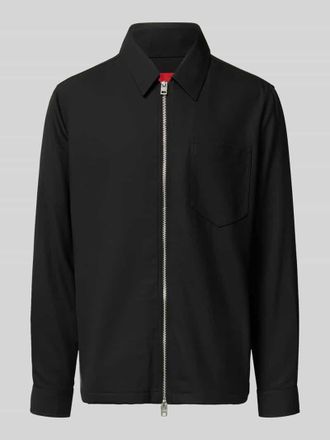 HUGO BOSS Regular Fit Hemdjacke mit Reißverschluss Modell ENASOZ in Black, Größe XXL