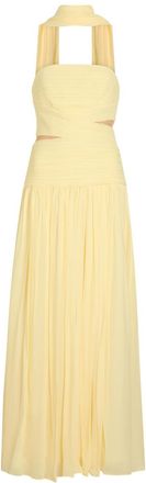 Self Portrait Scarf-effect Ruched Chiffon Maxi Dress - Yellow - 10 (UK10 / S)