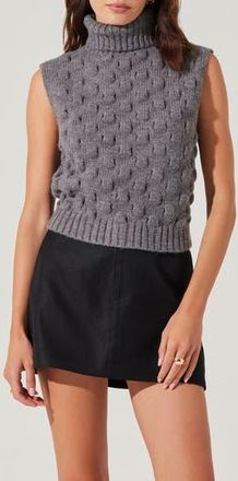 ASTR the Label Pattern Turtleneck Sweater Vest in Grey at Nordstrom Rack, Size X-Small