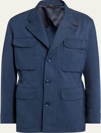 Brioni Mens Washed Silk Safari Jacket