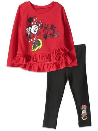 Disney Long Sleeve T-Shirt & Leggings Set in Red /Black Ruffle at Nordstrom, Size 18M