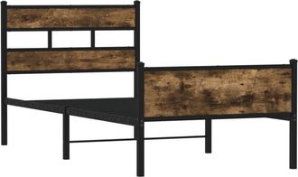 vidaXL Bed Frame without Mattress Smoked Oak 100x190 cm Engineered Wood Vidaxl