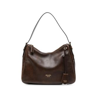 Prada Logo-lettering Leather Shoulder Bag